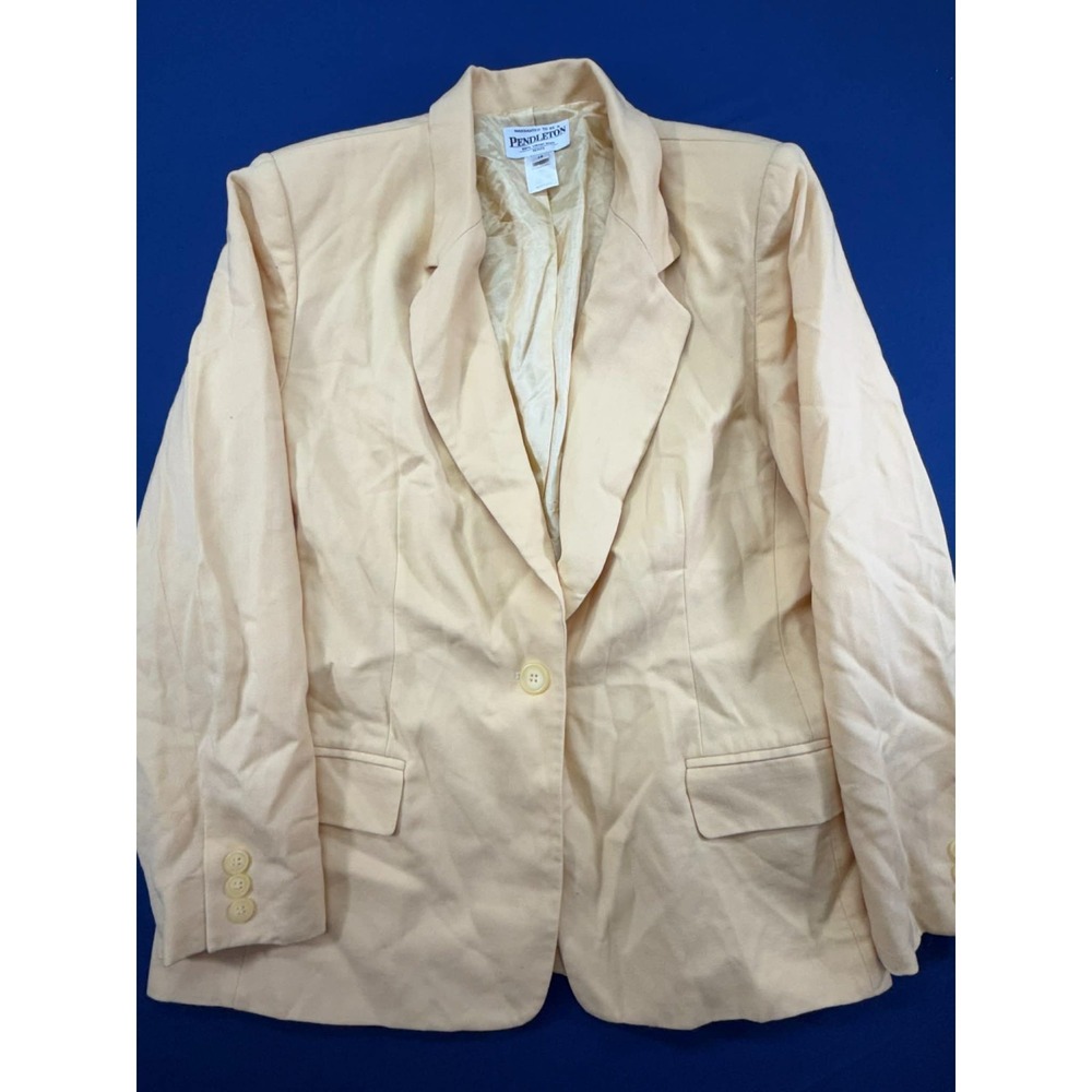 Vintage Pendleton Suit Jacket Blazer 100% Virgin Wool made in USA Beige sz 14